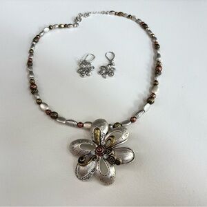 Floral Y2K Rare Handmade Jewelry Set Necklace & Earings Phoebe